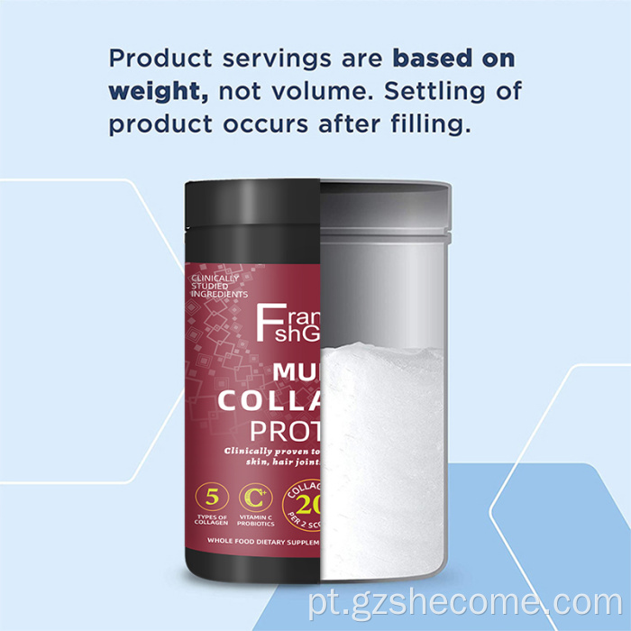 Colágeno hidrolisado com probióticos multi colágeno em pó